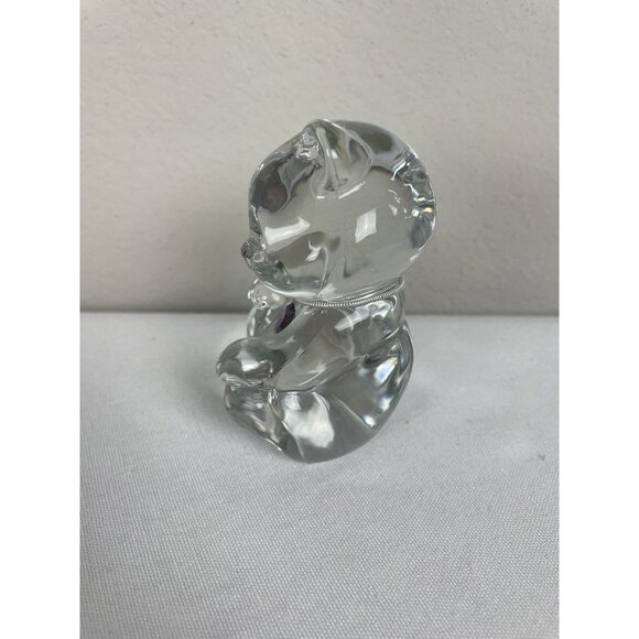 Fenton Clear Glass Bear Figurine Purple Amethyst Heart February Birthstone - Picture 3 of 8